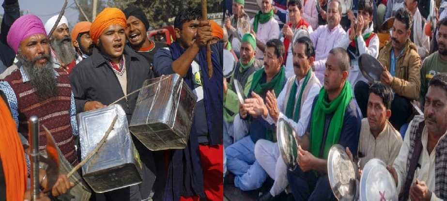 किसानों ने थाली बजा कर किया पीएम मोदी के मन की बात का  विरोध