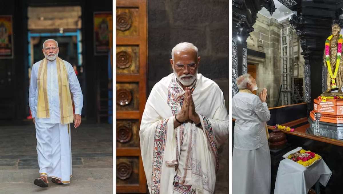 विवेकानंद रॉक मेमोरियल के ध्यान मंडपम में पीएम मोदी की साधना जारी विवेकानंद रॉक मेमोरियल के ध्यान मंडपम में पीएम मोदी की साधना जारी