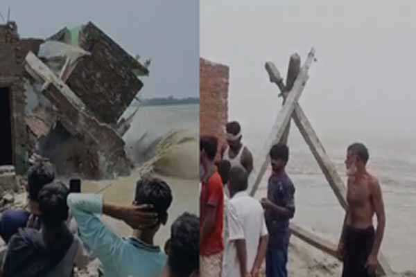 यूपी के सीतापुर की तीन तहसीलों में बाढ़ जैसे हालात, बांध पर रहने को मजबूर लोग