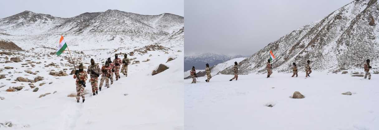 शून्य से 25 डिग्री सेल्सियस नीचे तापमान में आईटीबीपी के जवानों ने फहराया तिरंगा