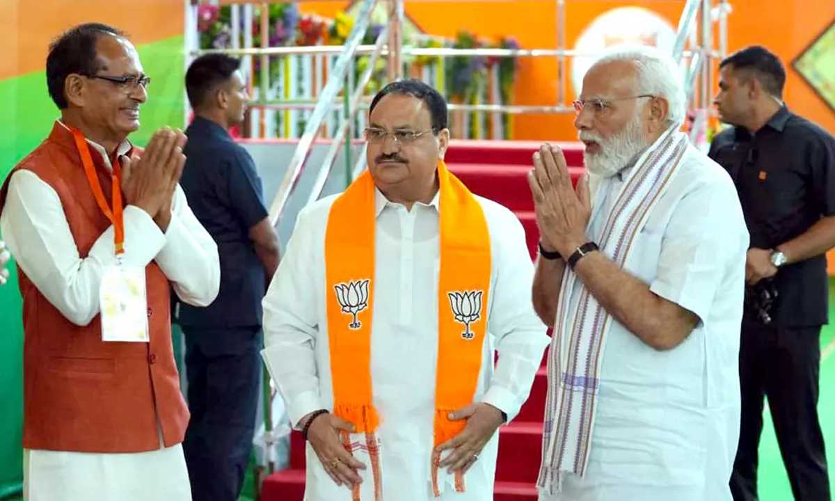 भाजपा को मध्य प्रदेश, छत्तीसगढ़ और राजस्थान में सरकार बनाने की उम्मीद, तेलंगाना को लेकर चिंता बढ़ी