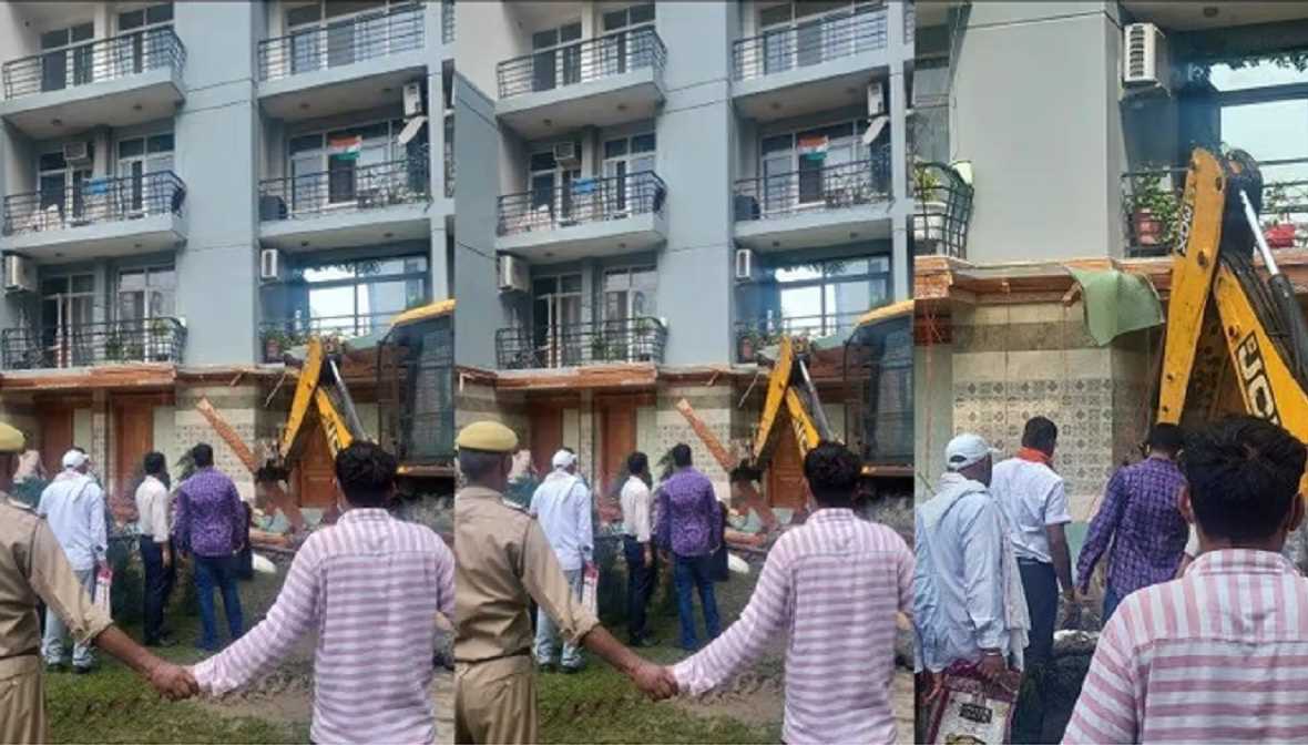 नोएडा सोसाइटी मामले में श्रीकांत त्यागी के घर में हुए अवैध निर्माण पर चला बुलडोजर