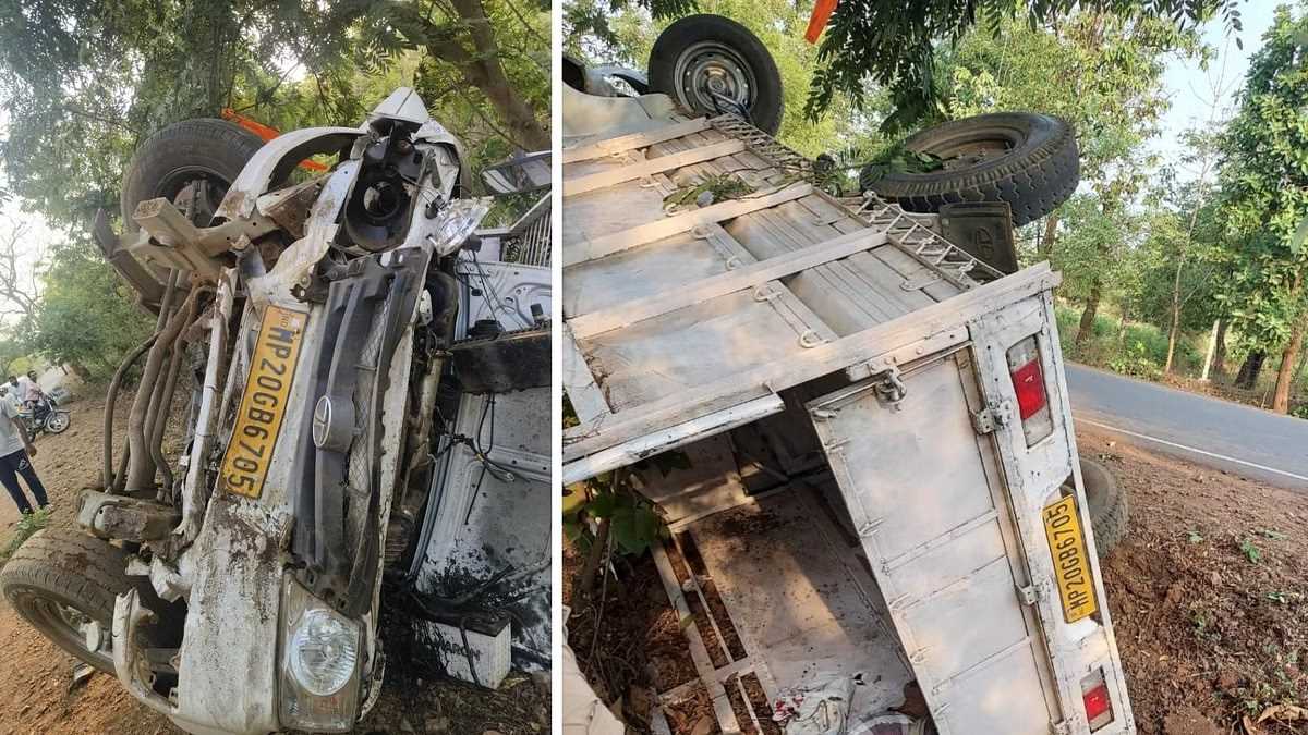 जबलपुर में मोटरसाइकिल पर पिकअप वाहन पलटा, 3 की मौत
