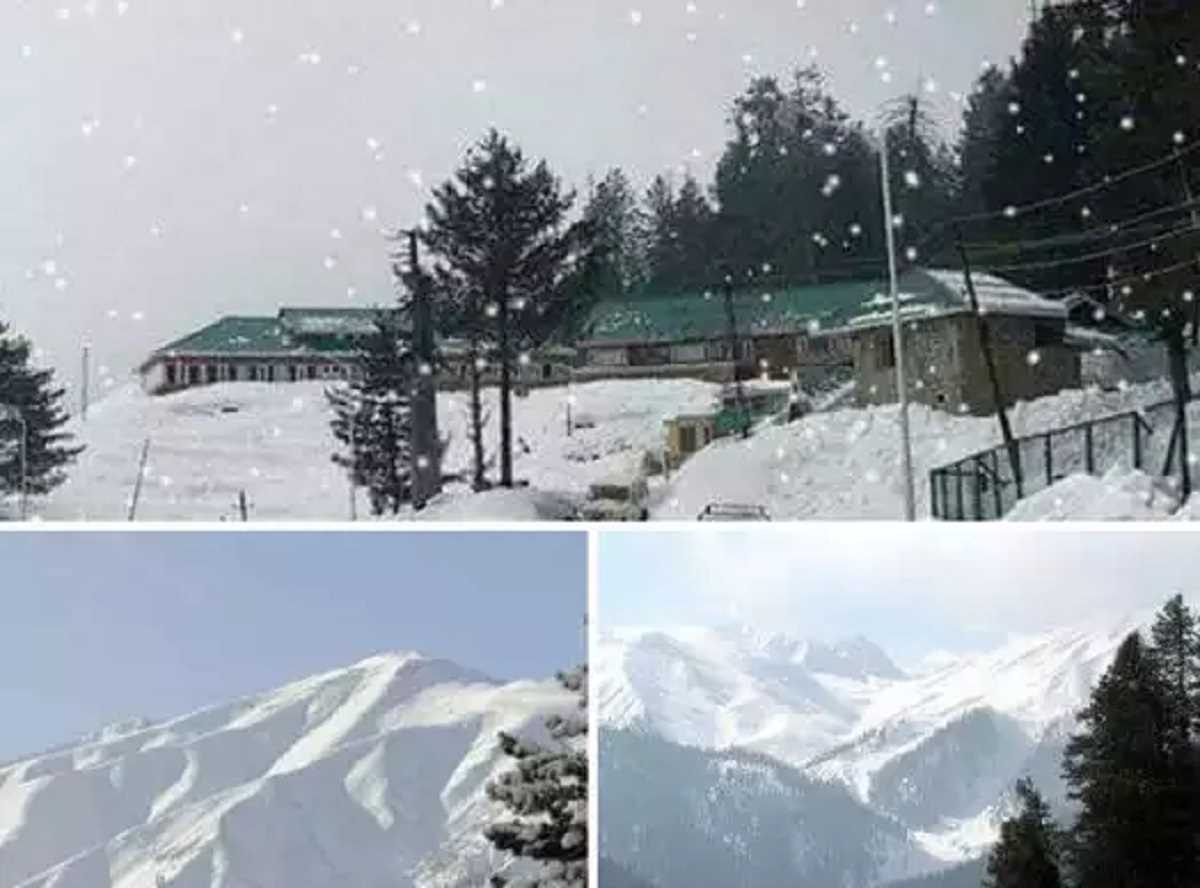 कश्मीर के गुलमर्ग में हल्की बर्फबारी