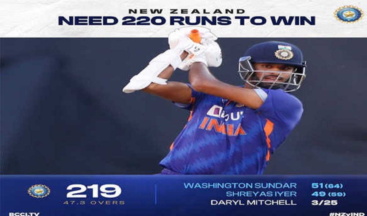 सुंदर के अर्द्धशतक ने भारत को सम्मानजनक स्कोर तक पहुंचाया