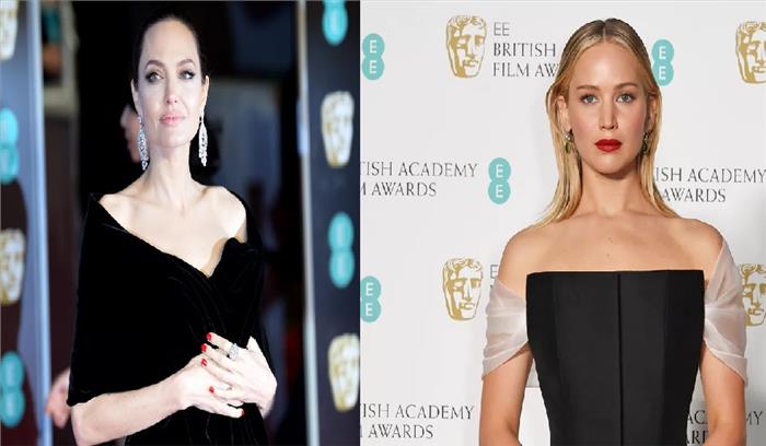 काले रंग के दिलकश परिधानों में जोली और लॉरेंस ने बिखेरा बाफ्टा में जलवा