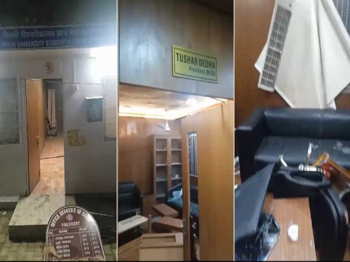 दिल्ली विश्वविद्यालय के छात्रसंघ अध्यक्ष तुषार डेढ़ा के कार्यालय पर हमला, एनएसयूआई पर आरोप