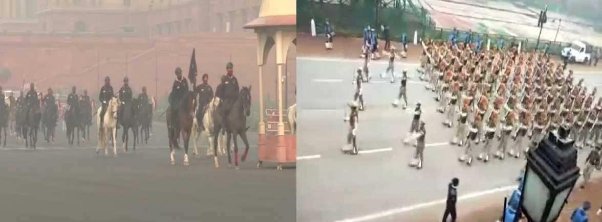 आज से शुरू हुई गणतंत्र दिवस परेड की रिहर्सल, जवान मास्क लगाए आए नजर आज से शुरू हुई गणतंत्र दिवस परेड की रिहर्सल, जवान मास्क लगाए आए नजर