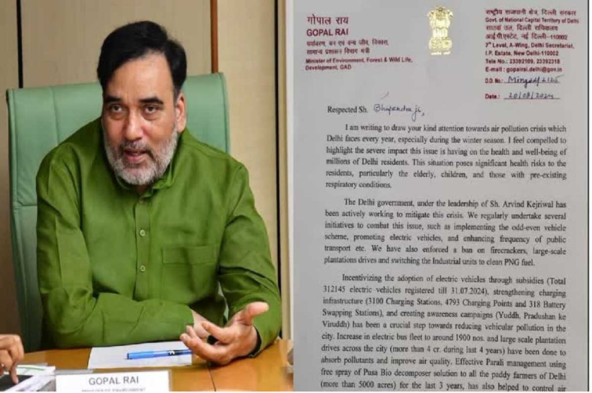 दिल्ली में क्लाउड सीडिंग के लिए गोपाल राय ने केंद्रीय पर्यावरण मंत्रालय को पत्र लिखा