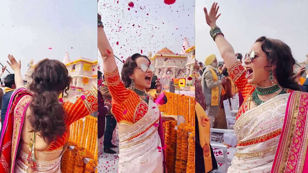 राम मंदिर की प्राण प्रतिष्ठा के दौरान खुशी से झूमी कंगना, लगाए जय श्री राम के नारे