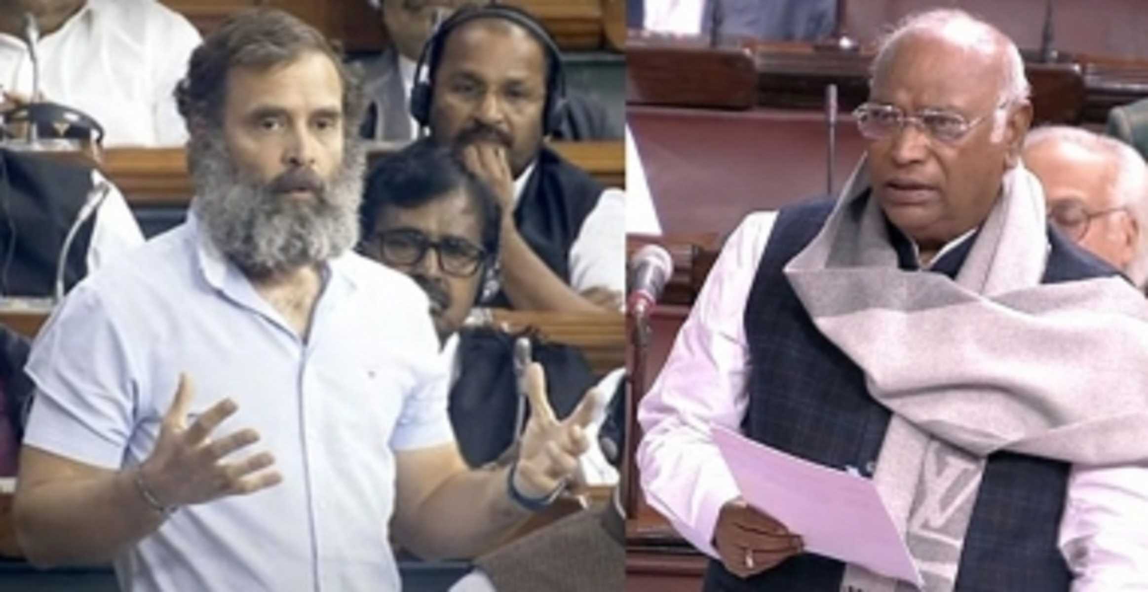 सदन के रिकार्ड से राहुल गांधी और मल्लिकार्जुन खड़गे के भाषणों के अंश निकाले जाने पर  भड़की कांग्रेस