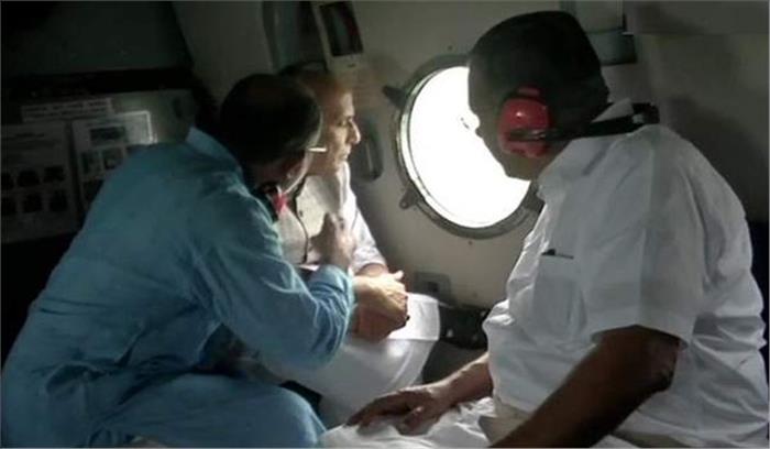 हवाई सर्वेक्षण के बाद राजनाथ ने कहा, केरल में बाढ़ की स्थिति बहुत गंभीर