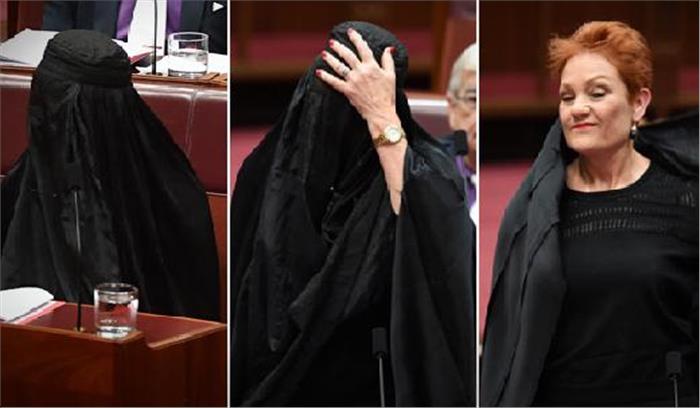 सीनेट में बुर्का पहनकर पहुंचीं पॉलिन हैनसन