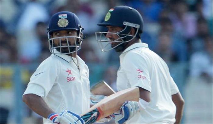 बेंगलुरू टेस्ट : पुजारा और रहाणे डटे, भारत को 126 की बढ़त