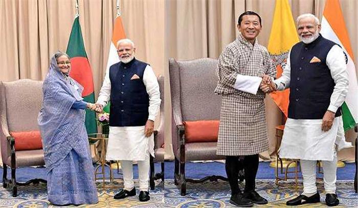 बांग्लादेश, भूटान और मॉरीशस के नेताओं से मिले मोदी