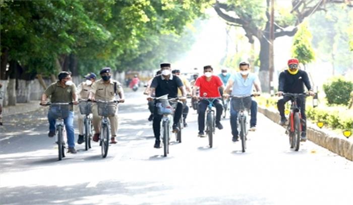 भोपाल में कोरोना के खिलाफ जागृति लाने मंत्री निकले साइकिल पर, कांग्रेस का तंज