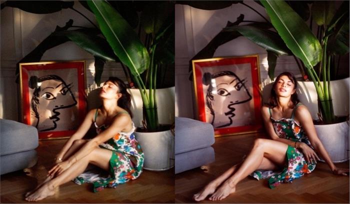 पेंटिंग के सामने जैकलीन फर्नांडीज ने कुछ यूं दिया पोज