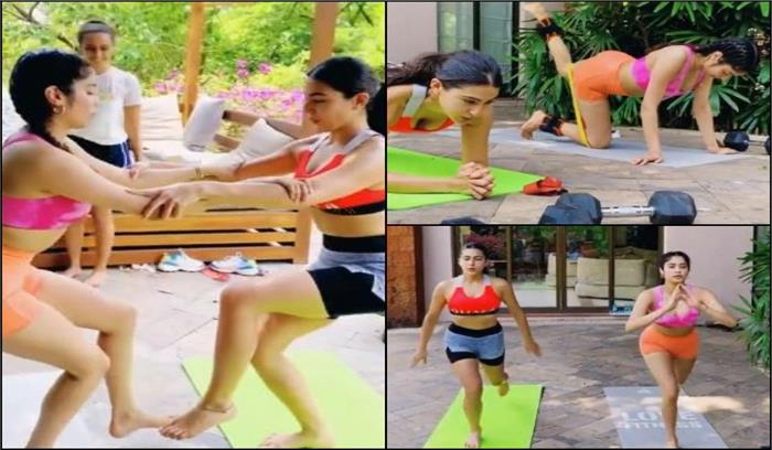 एक साथ वर्कआउट करती दिखीं सारा अली खान और जान्हवी कपूर