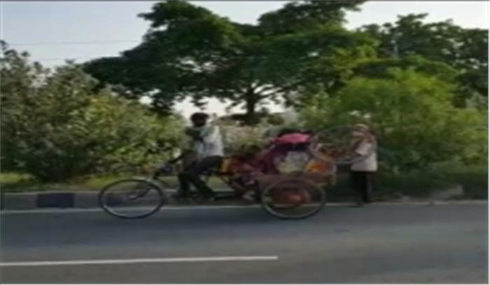 दिल्ली से ठेले पर गृहस्थी लिए बिहार पहुंचा सुरेंद्र, भविष्य की चिंता