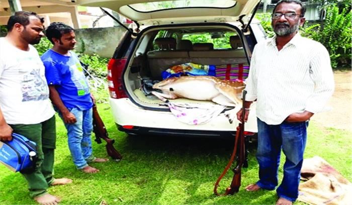 हिरण का शिकार करने वाले 3 गिरफ्तार