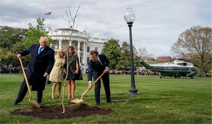 डोनाल्ड ट्रंप और इमैनुएल मैक्रों द्वारा व्हाइट हाउस में लगाए गया पौधा गायब