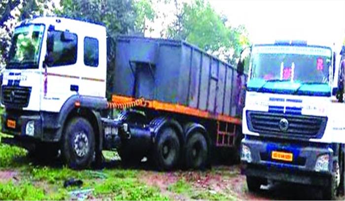 ई-वे बिल बिना कोयला परिवहन 2 ट्रकों पर 1 लाख जुर्माना