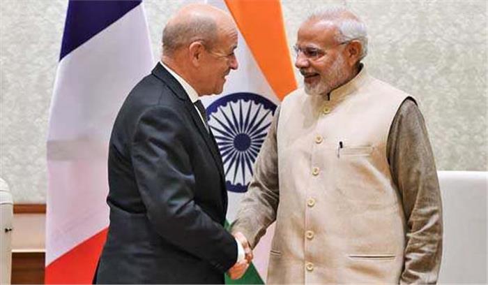 फ्रांस के विदेश मंत्री ने मोदी से की मुलाकात