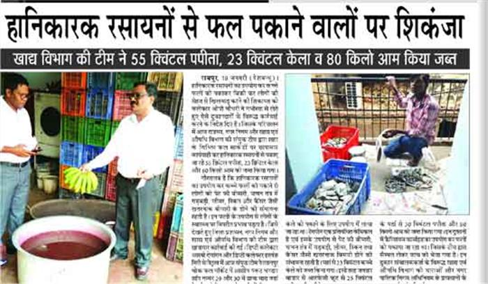 हानिकारक रसायनों से फल पकाने वालों पर शिकंजा हानिकारक रसायनों से फल पकाने वालों पर शिकंजा