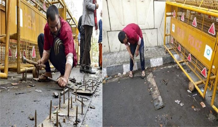 जानिए गाजीपुर बॉर्डर से हटाई जा रही कीलों का असली सच..