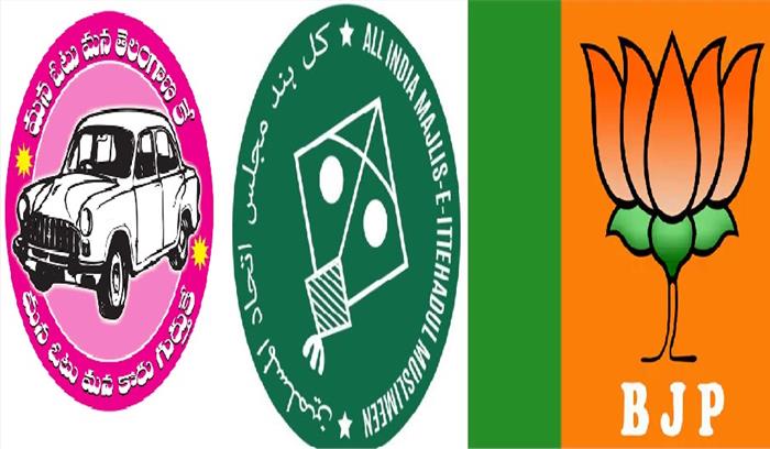 HyderabadElection: बहुमत के करीब टीआरएस , BJP-AIMIM में कांटे की टक्कर