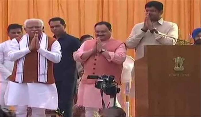 मनोहर लाल खट्टर ने लगातार दूसरी बार ली हरियाणा के मुख्यमंत्री पद की शपथ, दुष्यंत बने डिप्टी सीएम