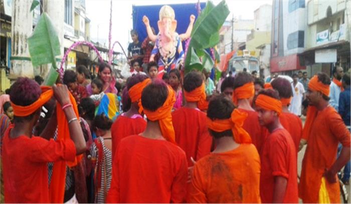 गणेश प्रतिमाओं  का किया गया  विसर्जन