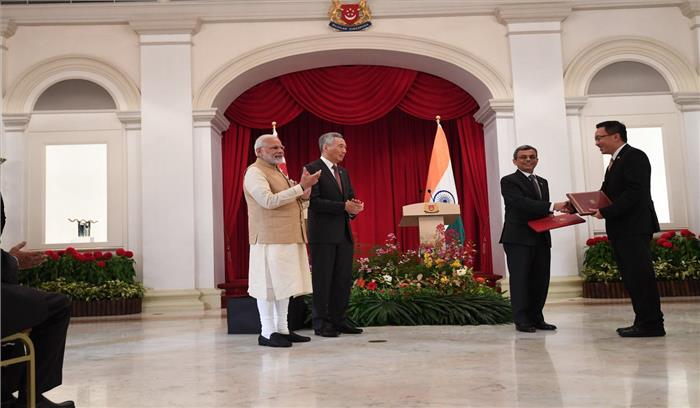 भारत और सिंगापुर के बीच हुए साइबर सुरक्षा और नौसेनाओं सहित सात समझौतों पर हस्ताक्षर