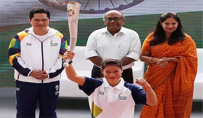 राजधानी दिल्ली से हुआ 18वें एशियाई खेलों की मशाल रैली का आगाज​​​​​​​