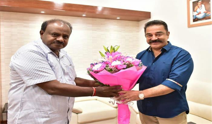 कावेरी नदी जल बंटवारे के मुद्दे पर कमल हासन ने कुमारस्वामी से मिलकर की चर्चा