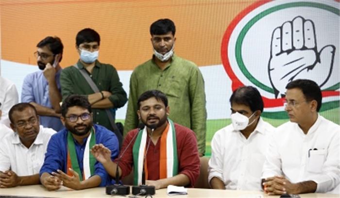 कन्हैया कुमार, जिग्नेश मेवाणी हुए कांग्रेस में शामिल, कहा, लोकतंत्र को बचाना है