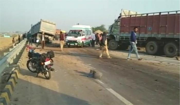 कानपुर: दो ट्रकों की भिड़ंत में पांच की मौत नौ घायल