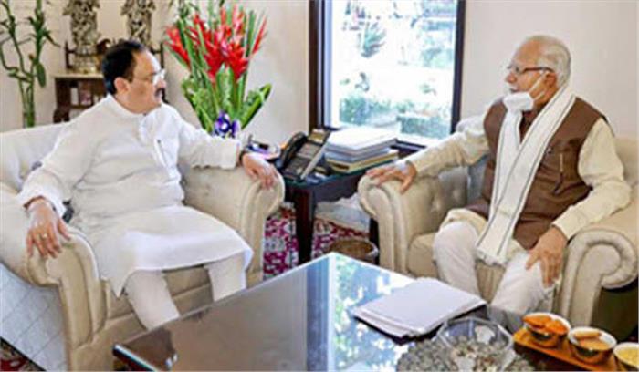 खट्टर की नड्डा से मुलाकात, किसान आंदोलन समेत विभिन्न मुद्दों पर चर्चा खट्टर की नड्डा से मुलाकात, किसान आंदोलन समेत विभिन्न मुद्दों पर चर्चा