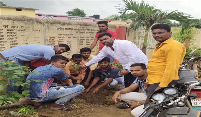 पचांयत भवन व मिडिल स्कूल में रोपे पौधे