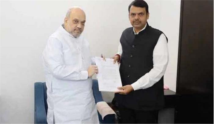 भाजपा अध्यक्ष अमित शाह के आवास पर पहुंचे देवेंद्र फडणवीस