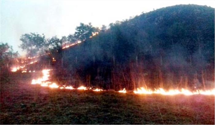 खूंटाघाट पहाड़ में लगी भयंकर आग