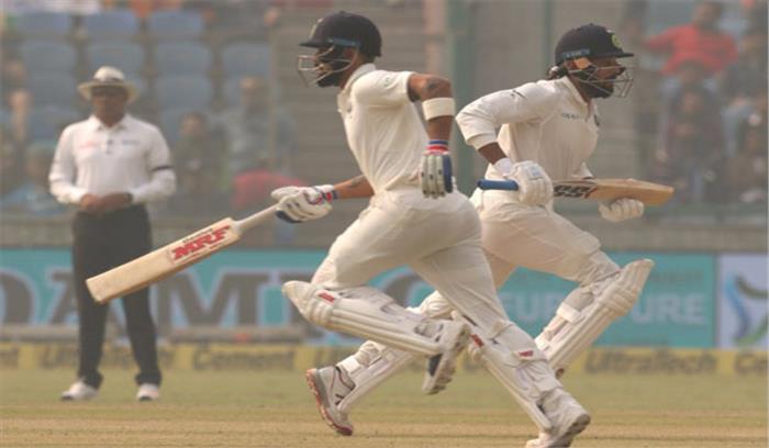 दिल्ली टेस्ट: मुरली विजय के अर्धशतक से भारत ने पहले सत्र में बनाए 116/2