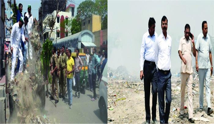 ग्रीन नोएडा क्लीन नहीं चौतरफा लगे कचरे के ढेर