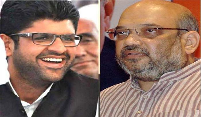 अमित शाह से मिलने उनके घर पहुंचे दुष्यंत चौटाला