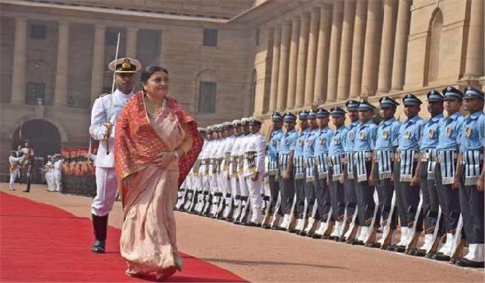 नेपाल की राष्ट्रपति विद्या देवी भंडारी का औपचारिक स्वागत