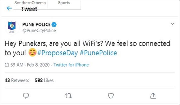 प्रपोज डे पर पुणे पुलिस का मजेदार पोस्ट, यूजर्स ने की प्रशंसा