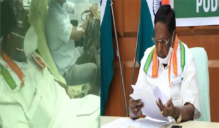 पुडुचेरी:  सरकार के बहुमत खोने के बाद सीएम नारायणसामी ने दिया इस्तीफा