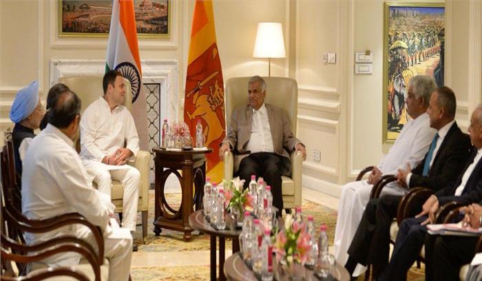 राहुल गांधी ने श्रीलंका के प्रधानमंत्री से की मुलाकात