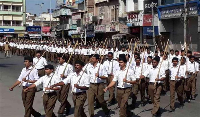 राजस्थान में आरएसएस ने निकाला पथ संचलन
