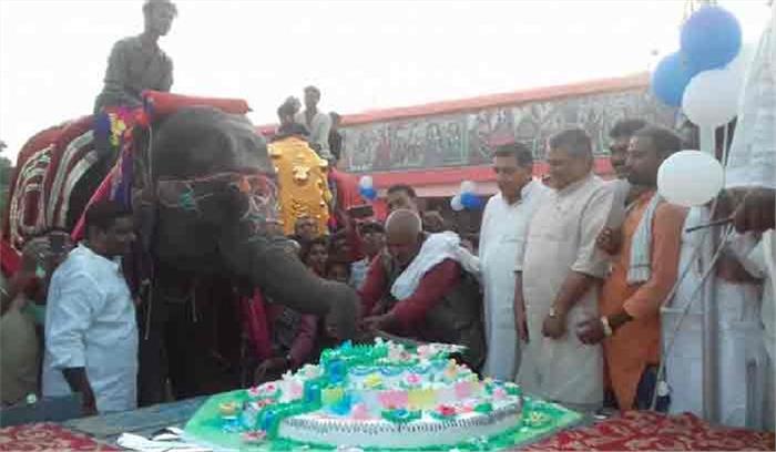 बिहार: हथिनी रानी ने मनाया जन्मदिन